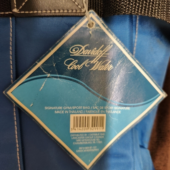 Davidoff Cool Water Blue Black Gym Duffle Bag Travel With Bottom Zip Compartment - Picture 3 of 4
